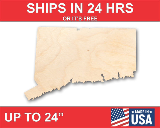 Unfinished Wood Connecticut Shape - State - Craft - up to 46" DIY