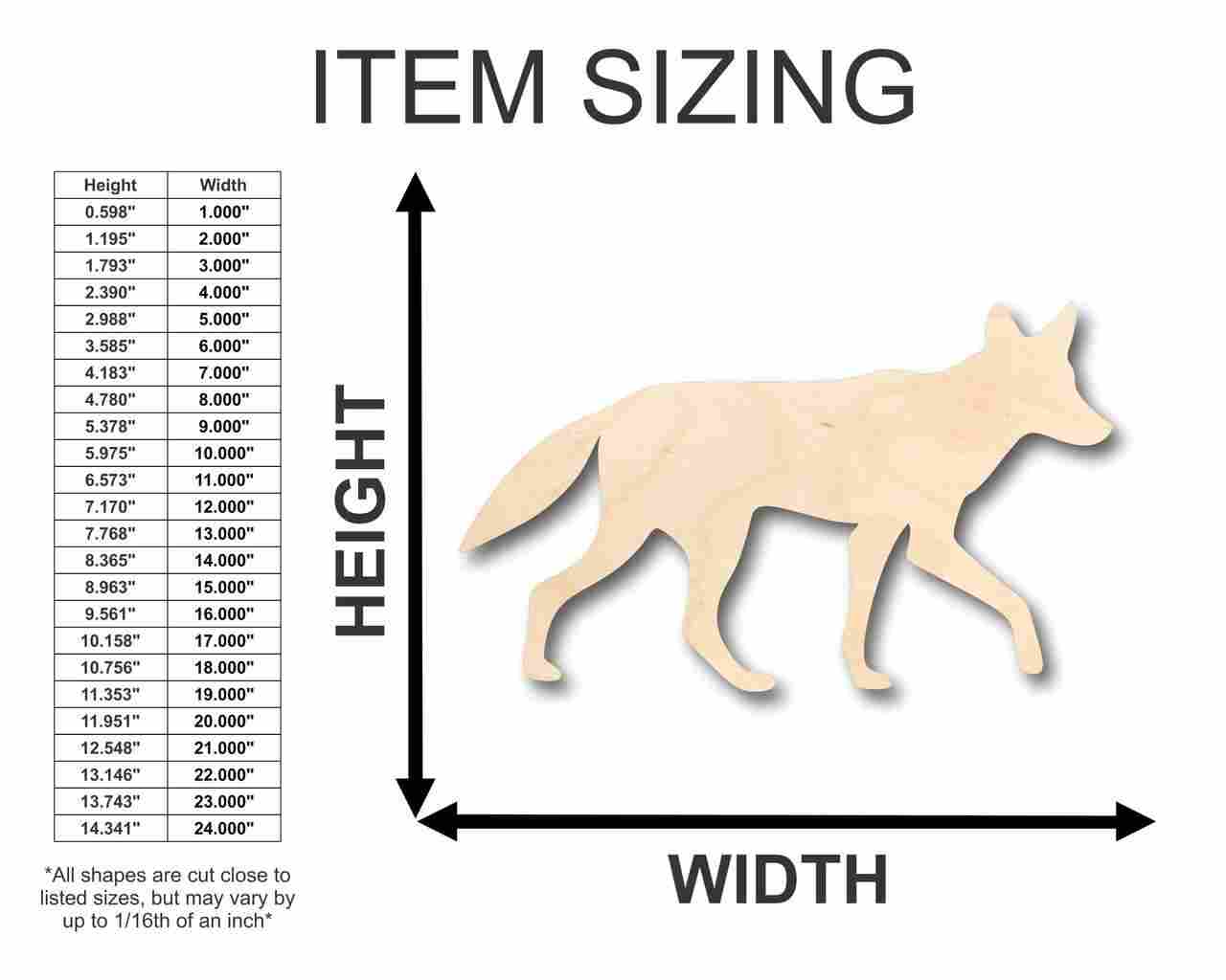 Unfinished Wood Coyote Shape - Animal - Craft - up to 46" DIY