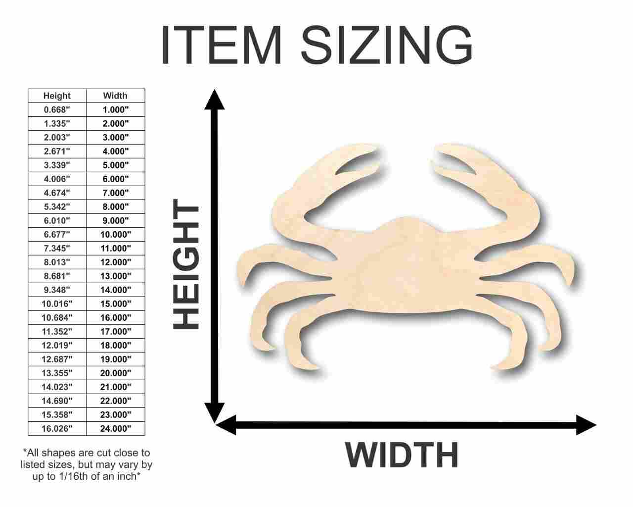 Unfinished Wood Crab Shape - Ocean - Nursery - Craft - up to 46" DIY