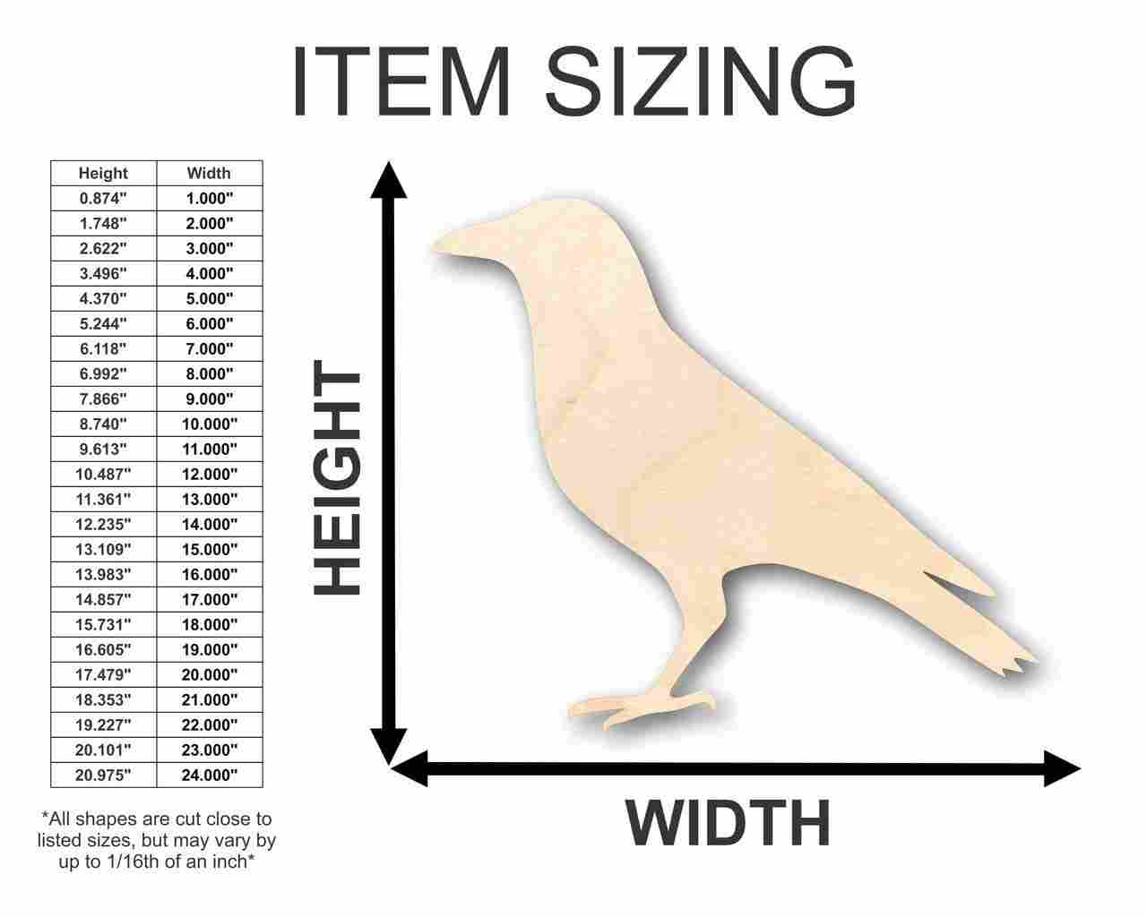 Unfinished Wood Crow Shape - Bird - Wildlife - Craft - up to 46" DIY