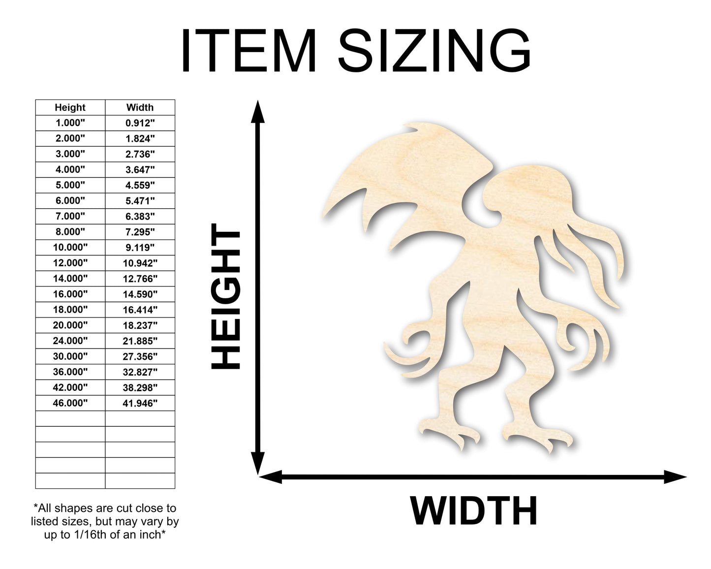 Unfinished Wood Cthulhu Shape - Craft - up to 46"