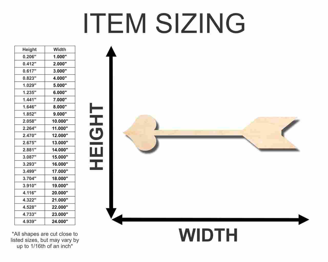 Unfinished Wood Cupid Arrow Shape - Valentine's - Love - Craft - up to 46" DIY