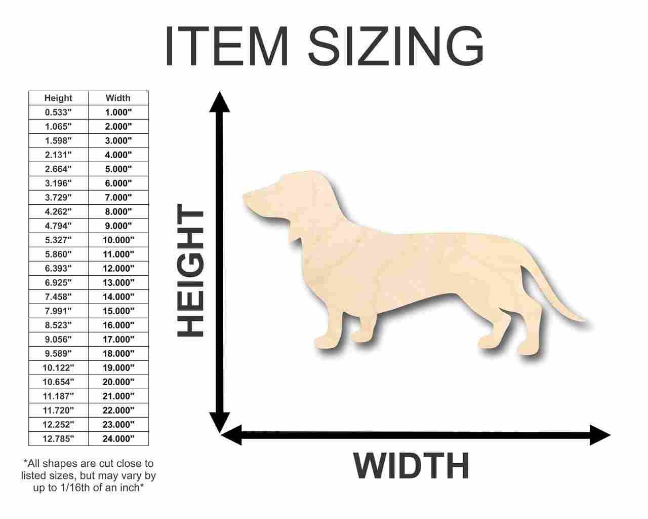 Unfinished Wood Dachshund Dog Shape - Animal - Pet - Craft - up to 46" DIY