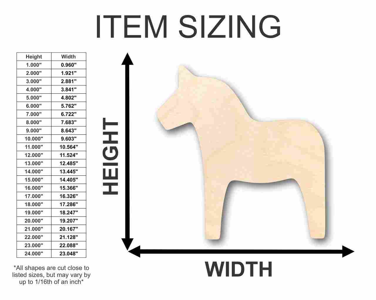 Unfinished Wood Dala Horse Shape - Animal - Craft - up to 46" DIY