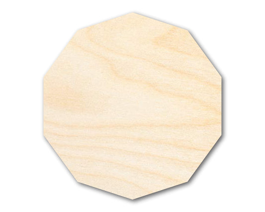 Unfinished Wood Decagon Shape | DIY Craft Cutout | Up to 36"