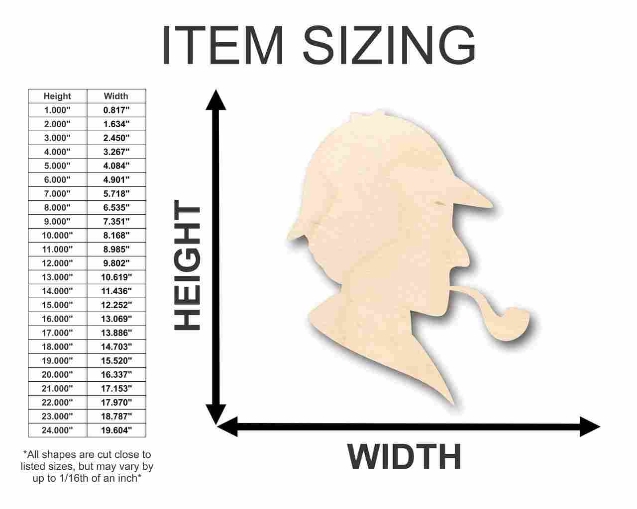 Unfinished Wood Detective Shape - Craft - up to 46" DIY