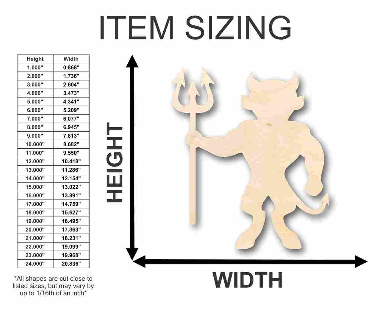 Unfinished Wood Devil Shape - Craft - up to 46" DIY