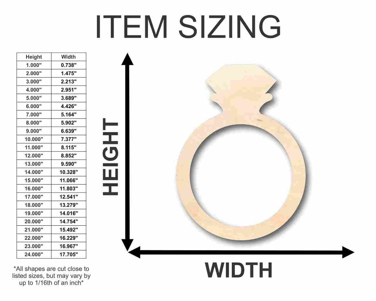 Unfinished Wood Diamond Ring Shape - Craft - up to 46" DIY