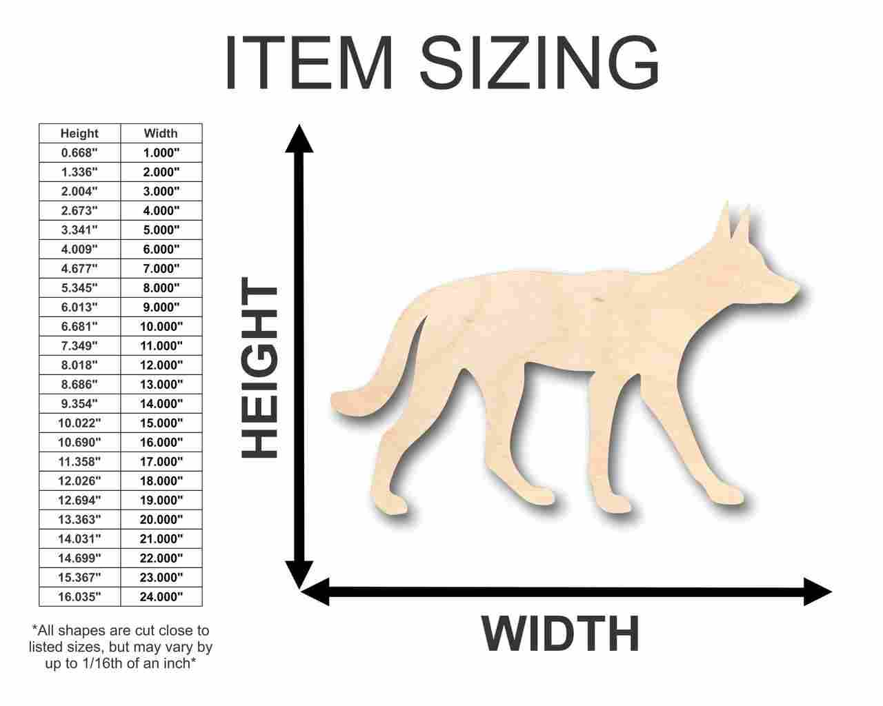 Unfinished Wood Dingo Shape - Animal - Craft - up to 46" DIY