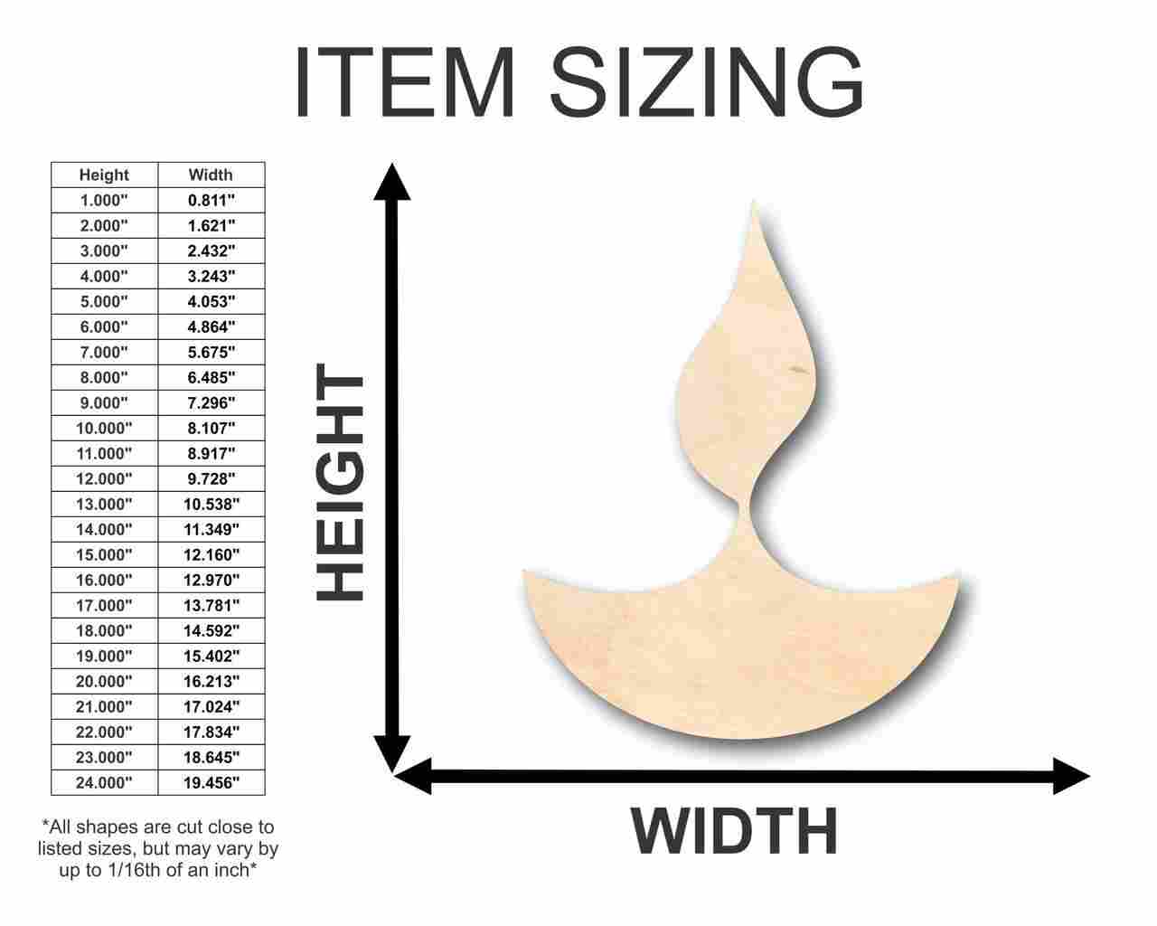 Unfinished Wood Diwali Shape - Craft - up to 46" DIY