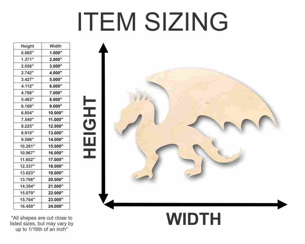 Unfinished Wood Dragon Shape - Mythical - Beast - Craft - up to 46" DIY