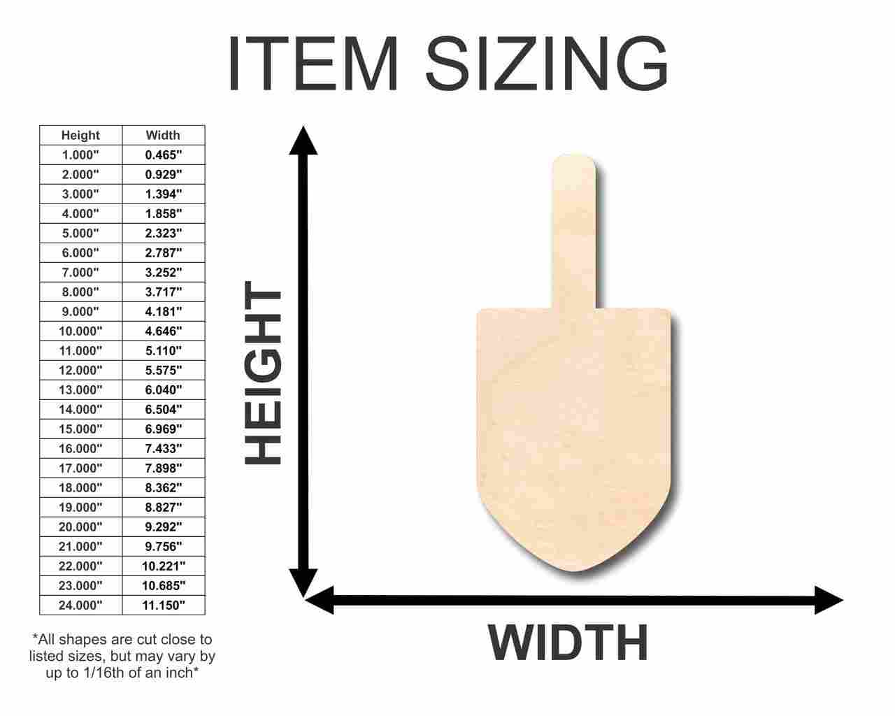 Unfinished Wood Dreidel Shape - Hanukkah - Craft - up to 46" DIY