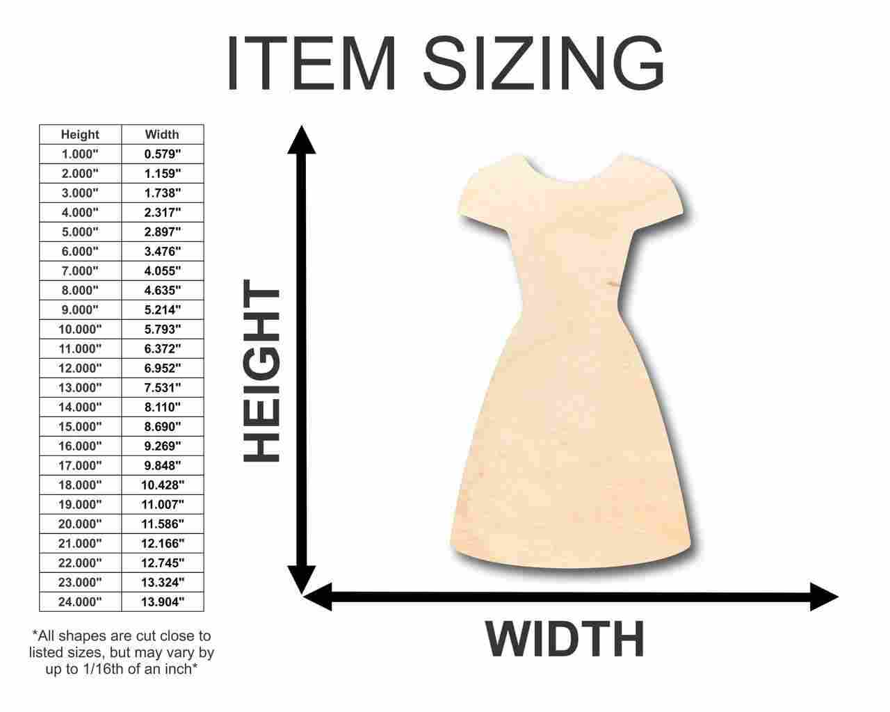 Unfinished Wood Dress Shape - Craft - up to 46" DIY