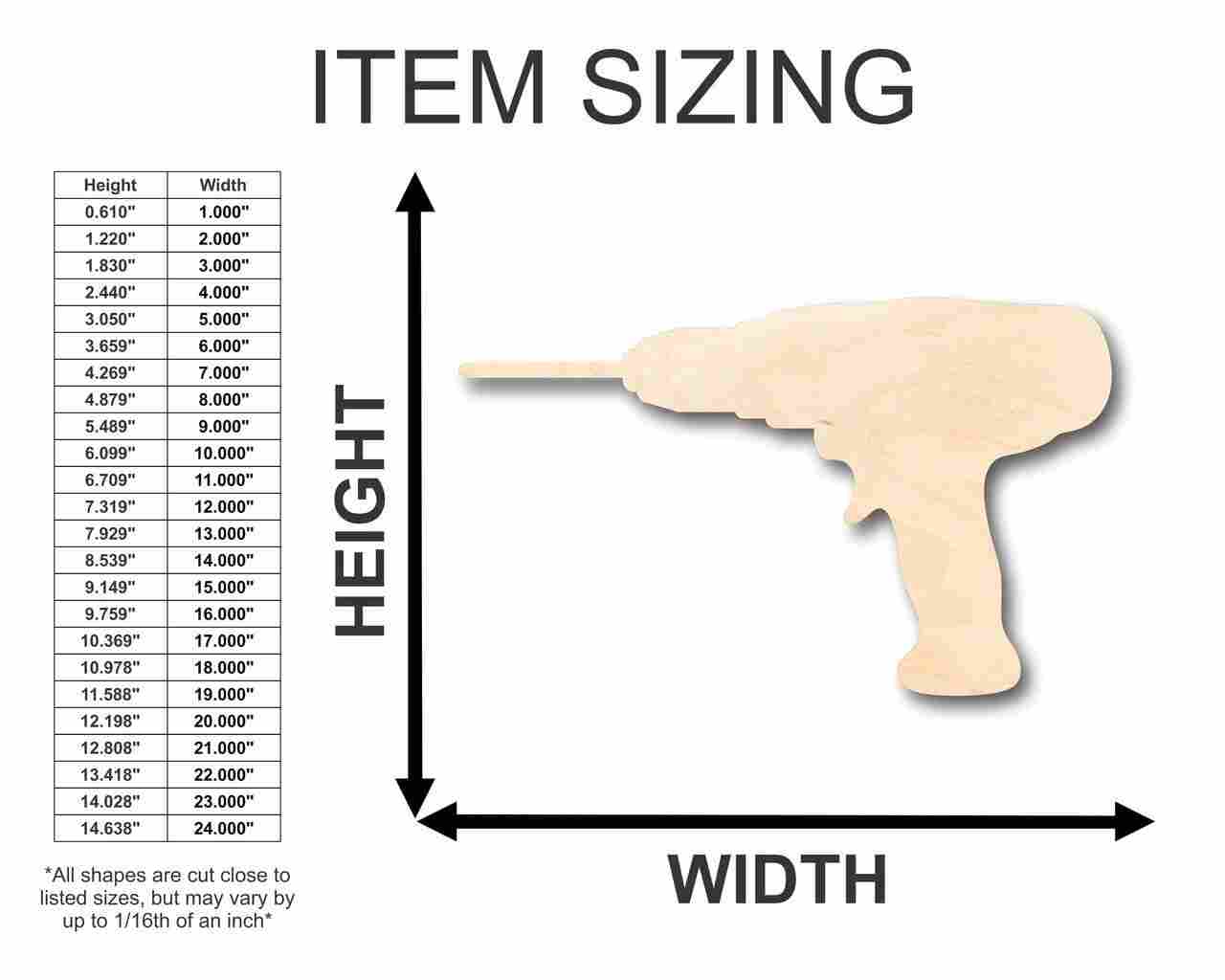 Unfinished Wood Drill Shape - Tool - Craft - up to 46" DIY
