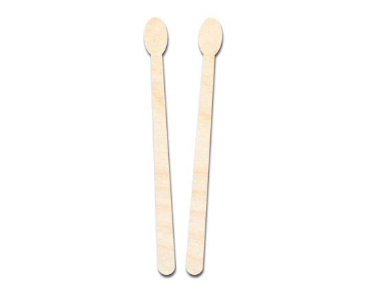 Unfinished Wood Drum Sticks Shape - Craft - up to 46"