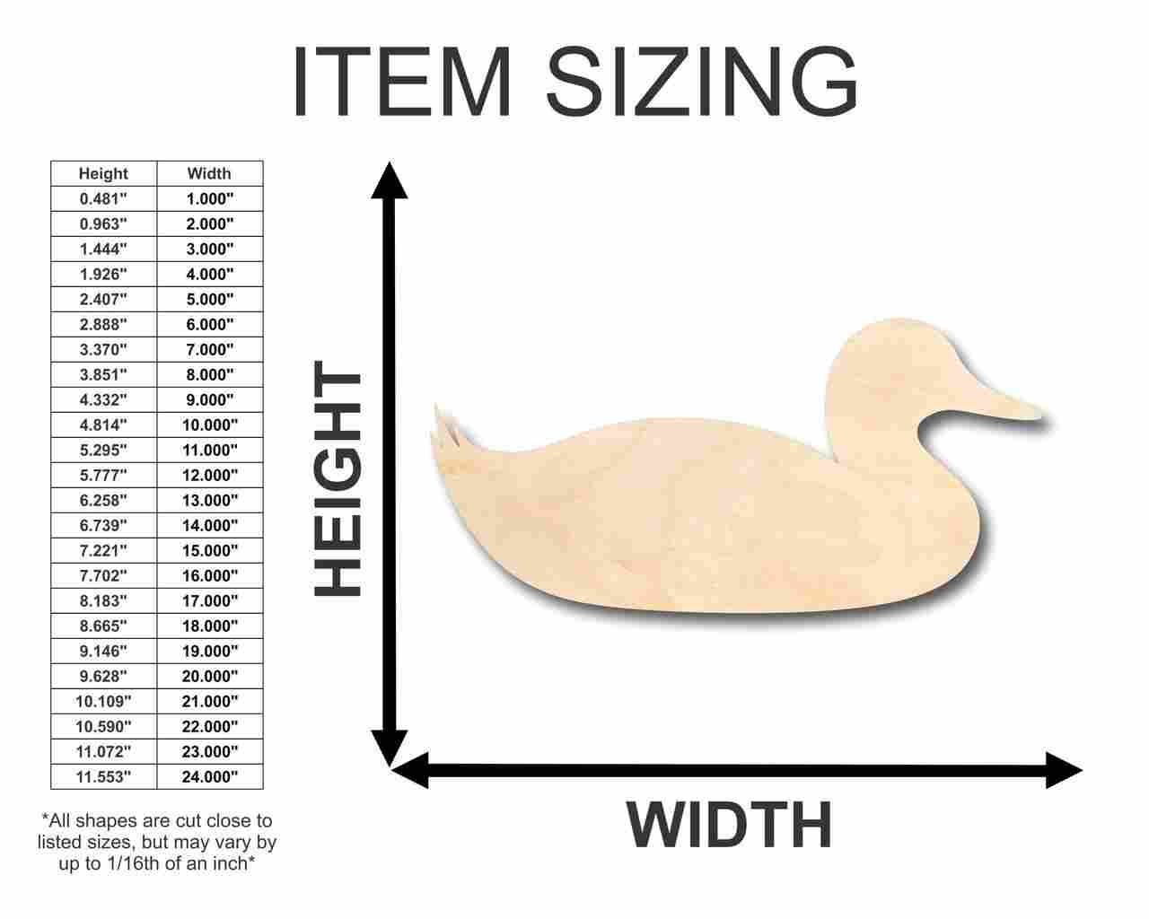Unfinished Wood Sitting Duck Shape - Animal - Wildlife - Craft - up to 46" DIY
