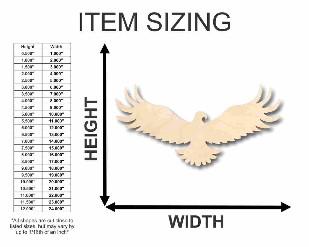 Unfinished Wood Eagle Shape - Animal - Wildlife - Craft - up to 46" DIY