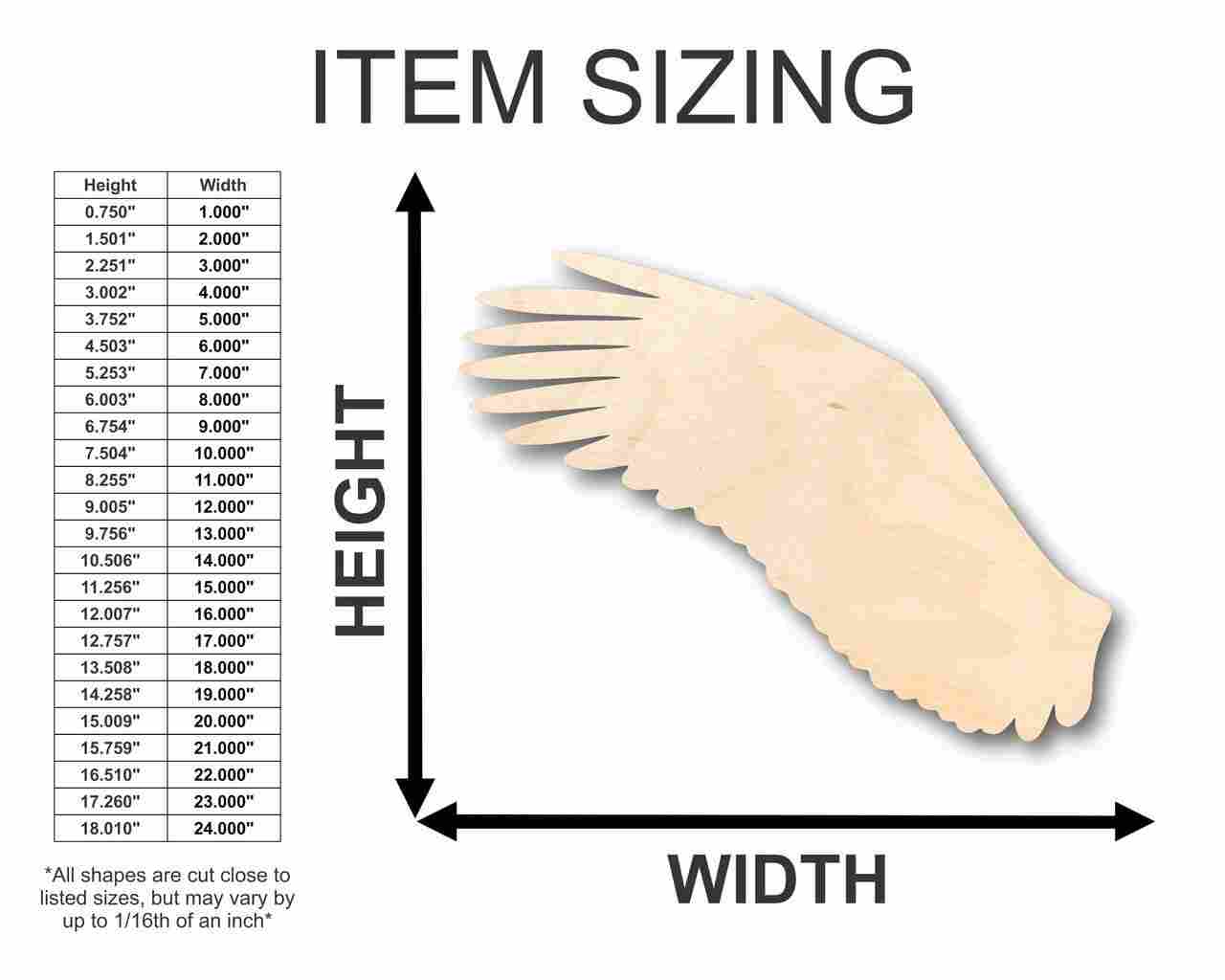 Unfinished Wood Eagle Wing Shape - Animal - Wildlife - Craft - up to 46" DIY