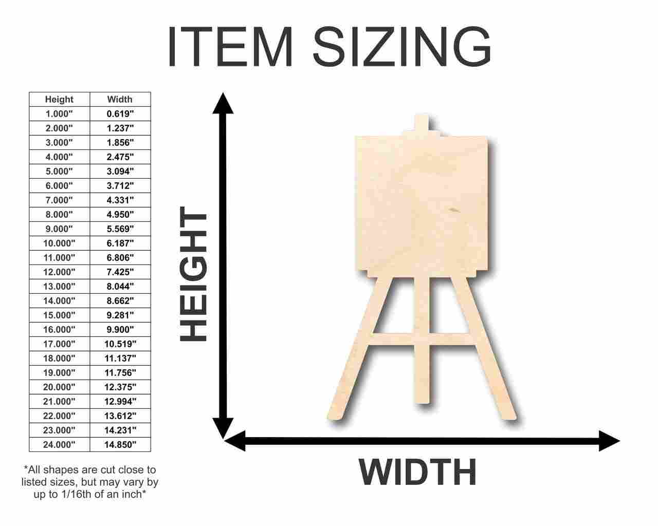 Unfinished Wood Artist Painting Easel Shape - Craft - up to 46" DIY