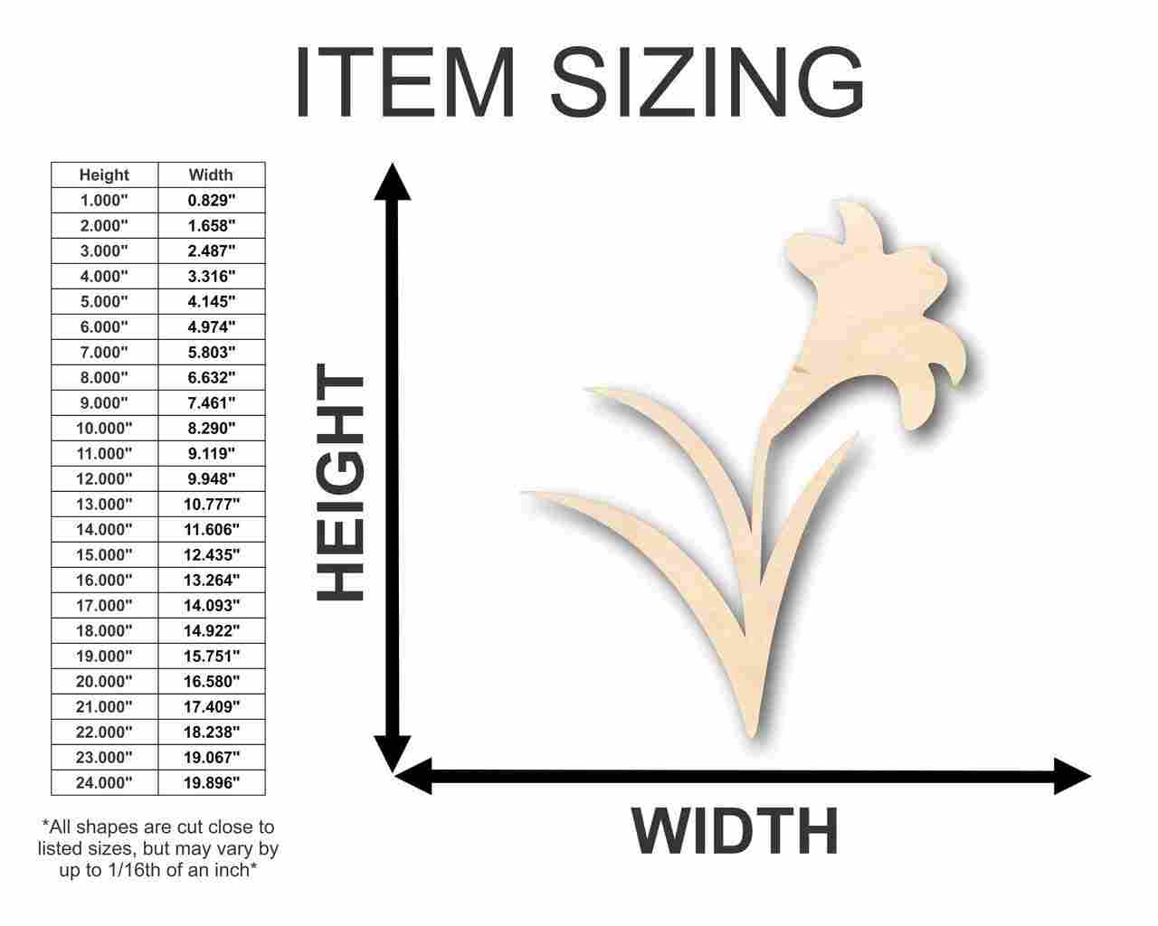 Unfinished Wood Craft Easter Lily Shape - Easter Flower - Craft up to 46" DIY