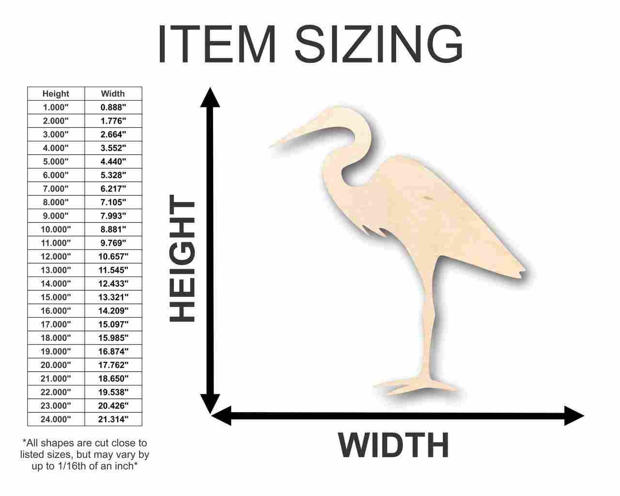 Unfinished Wood Egret Shape - Animal - Wildlife - Craft - up to 46" DIY