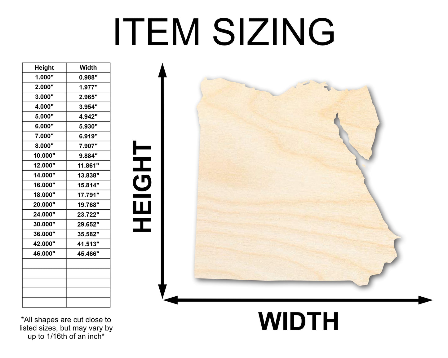 Unfinished Wood Egypt Shape - Craft - up to 46"