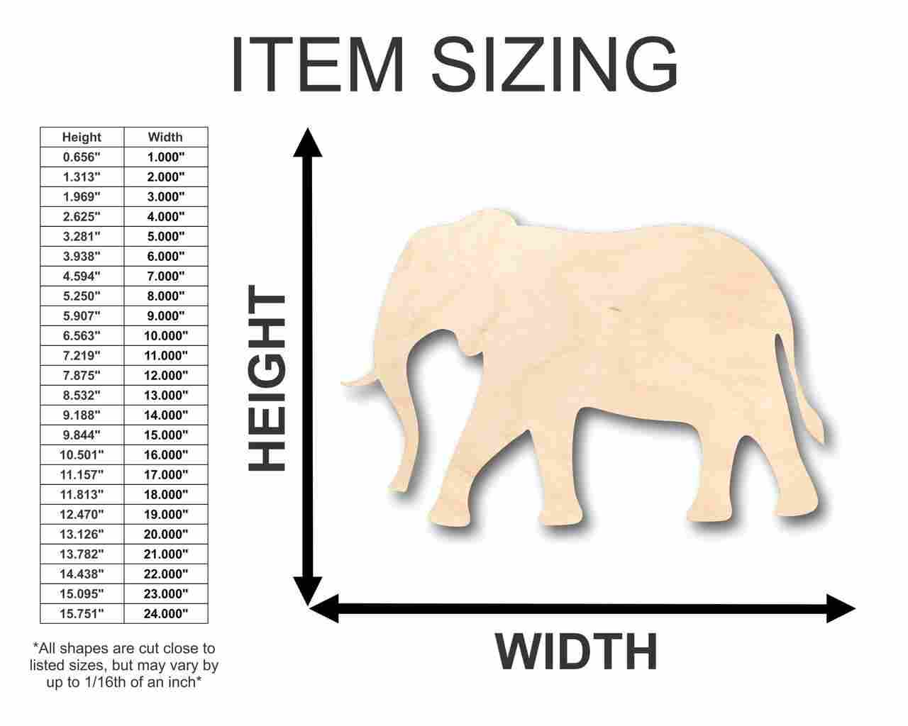 Unfinished Wood Elephant Shape - Animal - Wildlife - Craft - up to 46" DIY