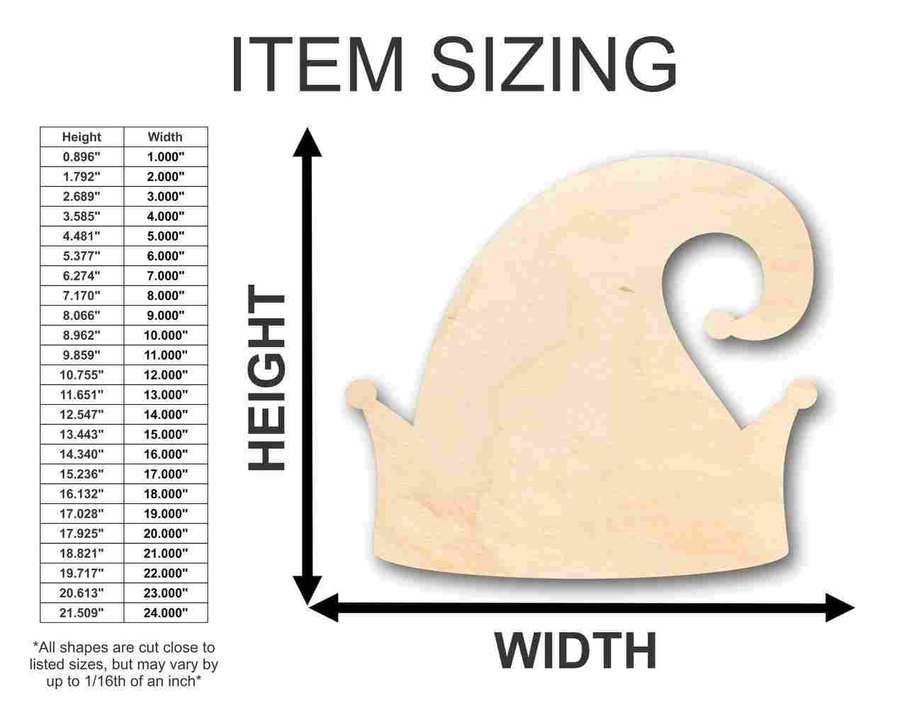 Unfinished Wood Elf Hat Shape - Christmas - Ornament - Craft - up to 46" DIY