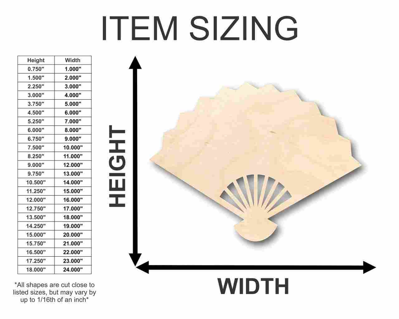Unfinished Wood Fan Shape - Asian - Craft - up to 46" DIY