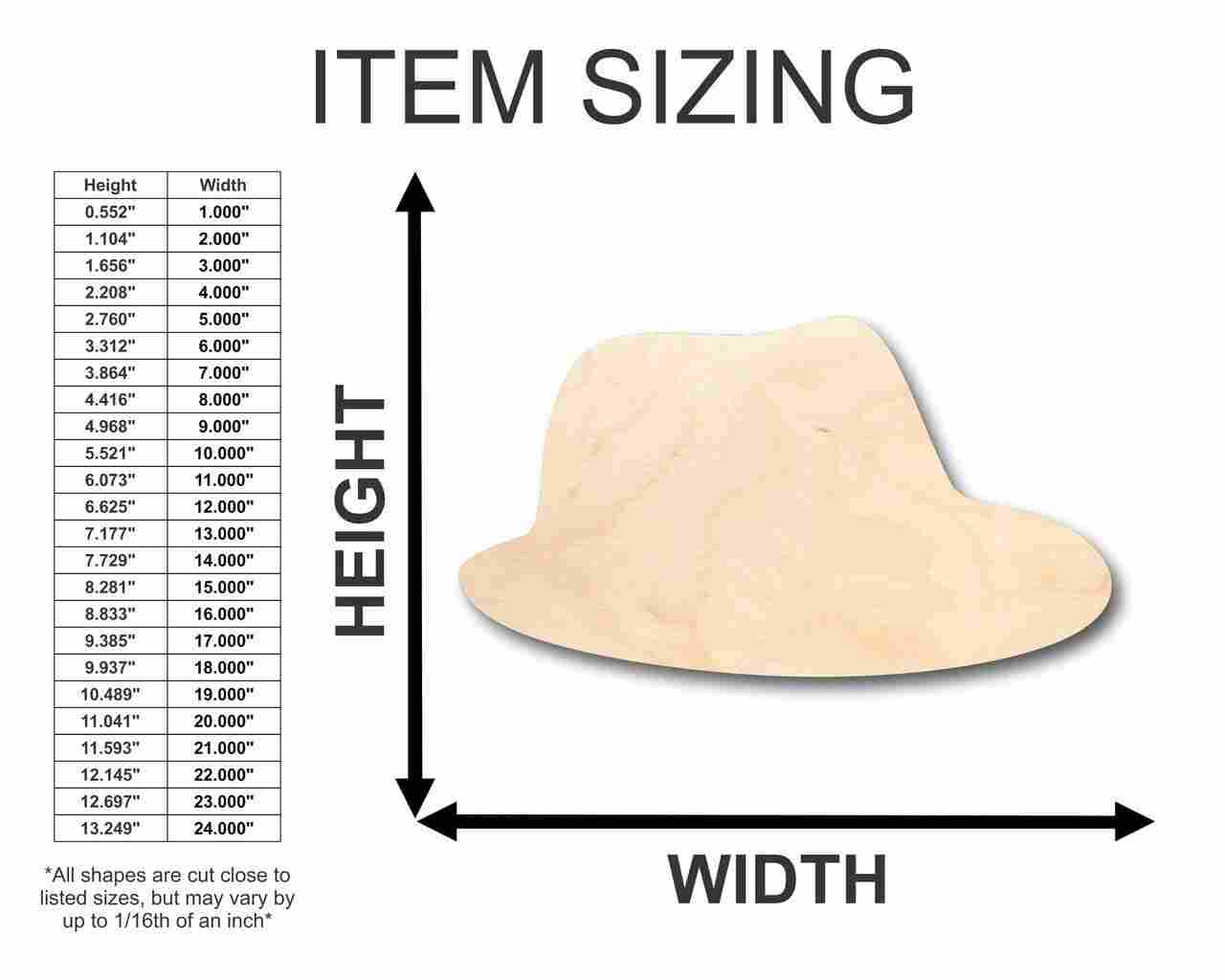 Unfinished Wood Fedora Shape - Hat - Craft - up to 46" DIY