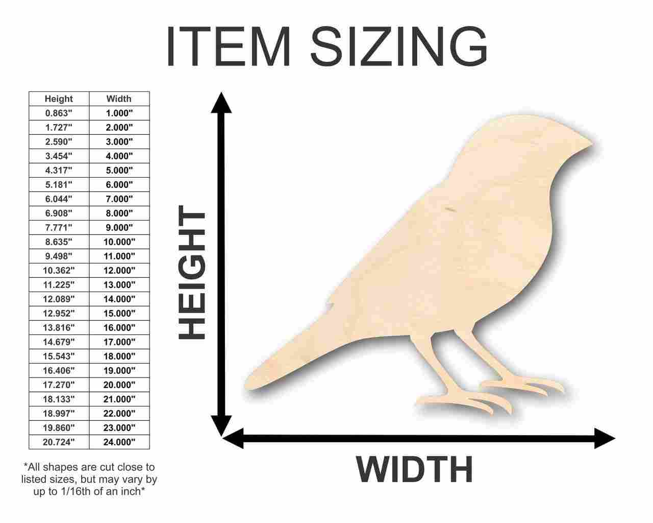 Unfinished Wood Finch Shape - Animal - Bird - Wildlife - Craft - up to 46" DIY