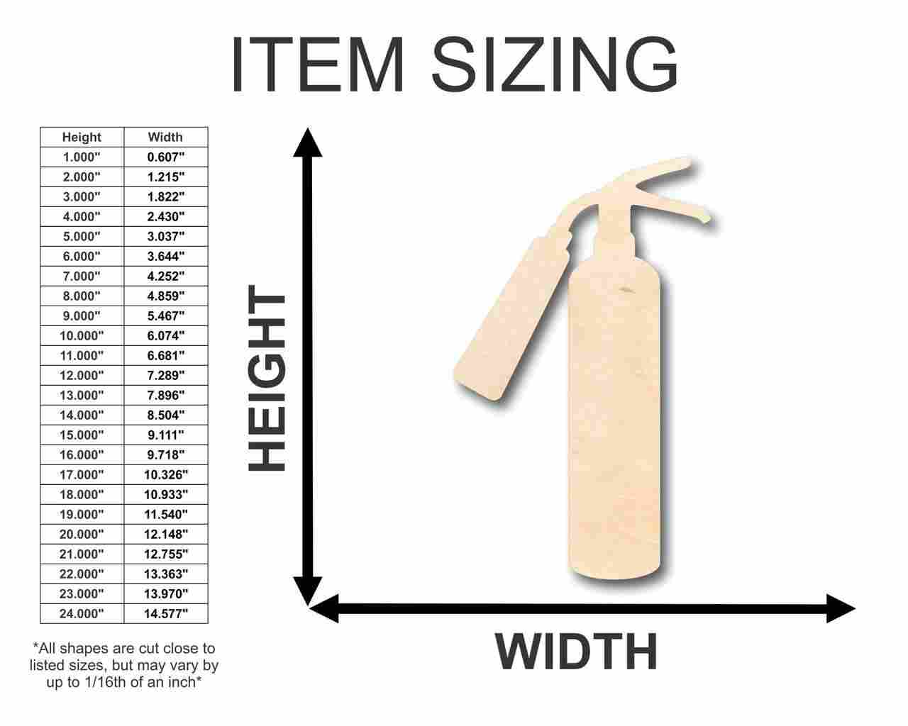 Unfinished Wood Fire Extinguisher Shape -Firefighter - Craft - up to 46" DIY