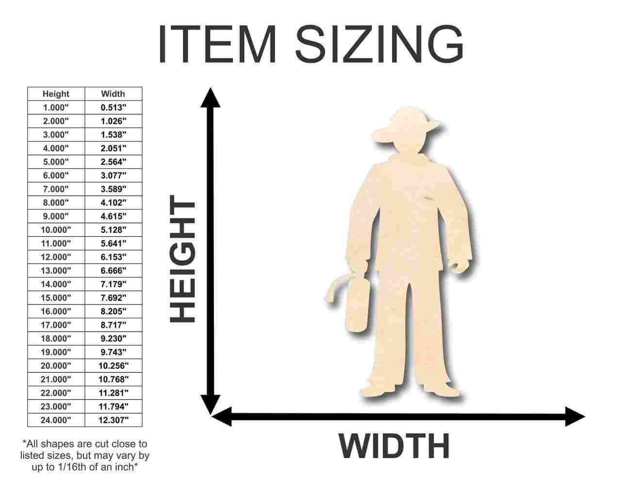 Unfinished Wood Firefighter Fireman Shape - Craft - up to 46" DIY