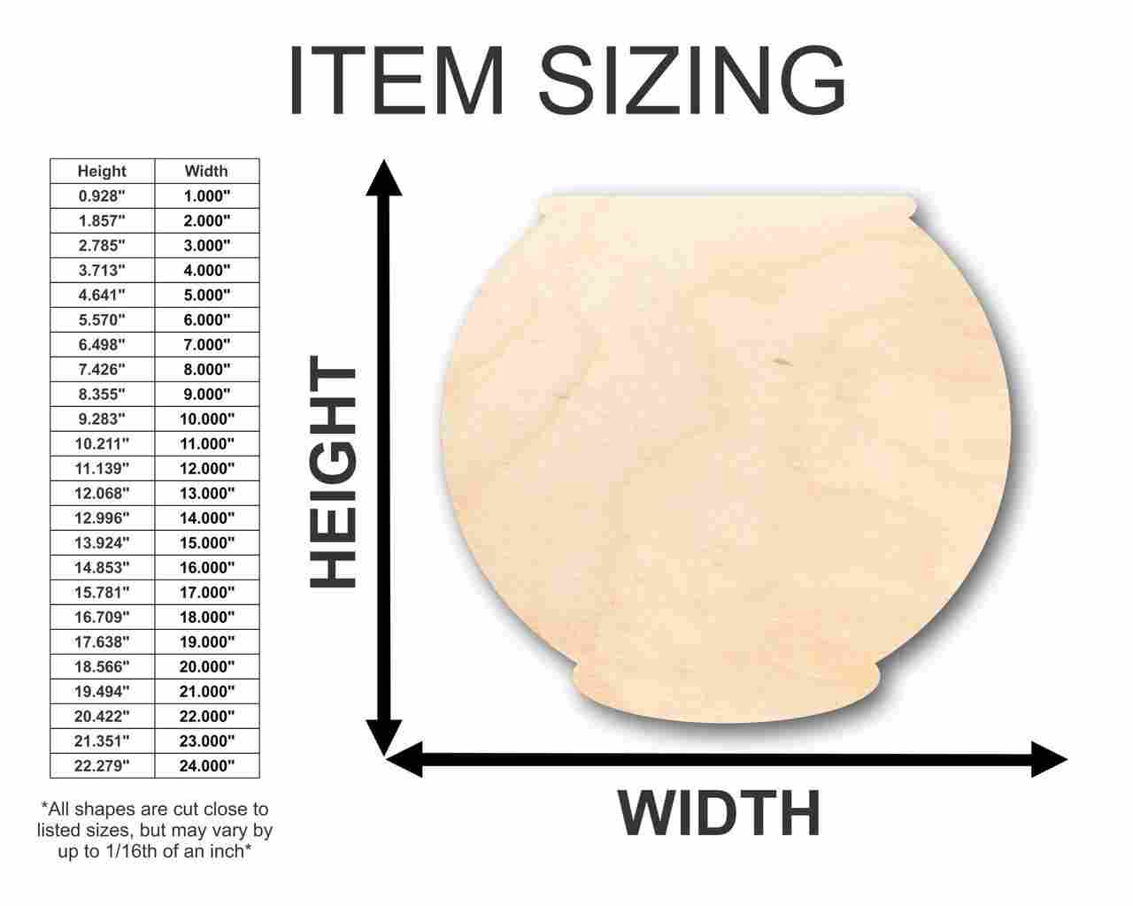 Unfinished Wood Fish Bowl Shape - Pet Fish - Craft - up to 46" DIY