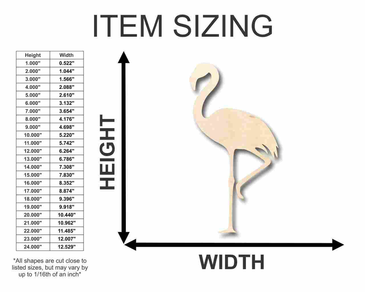Unfinished Wood Flamingo Shape - Animal - Bird - Wildlife - Craft - up to 46" DIY
