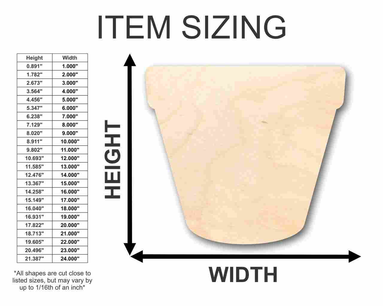 Unfinished Wood Flower Pot Shape - Flower - Craft - up to 46" DIY