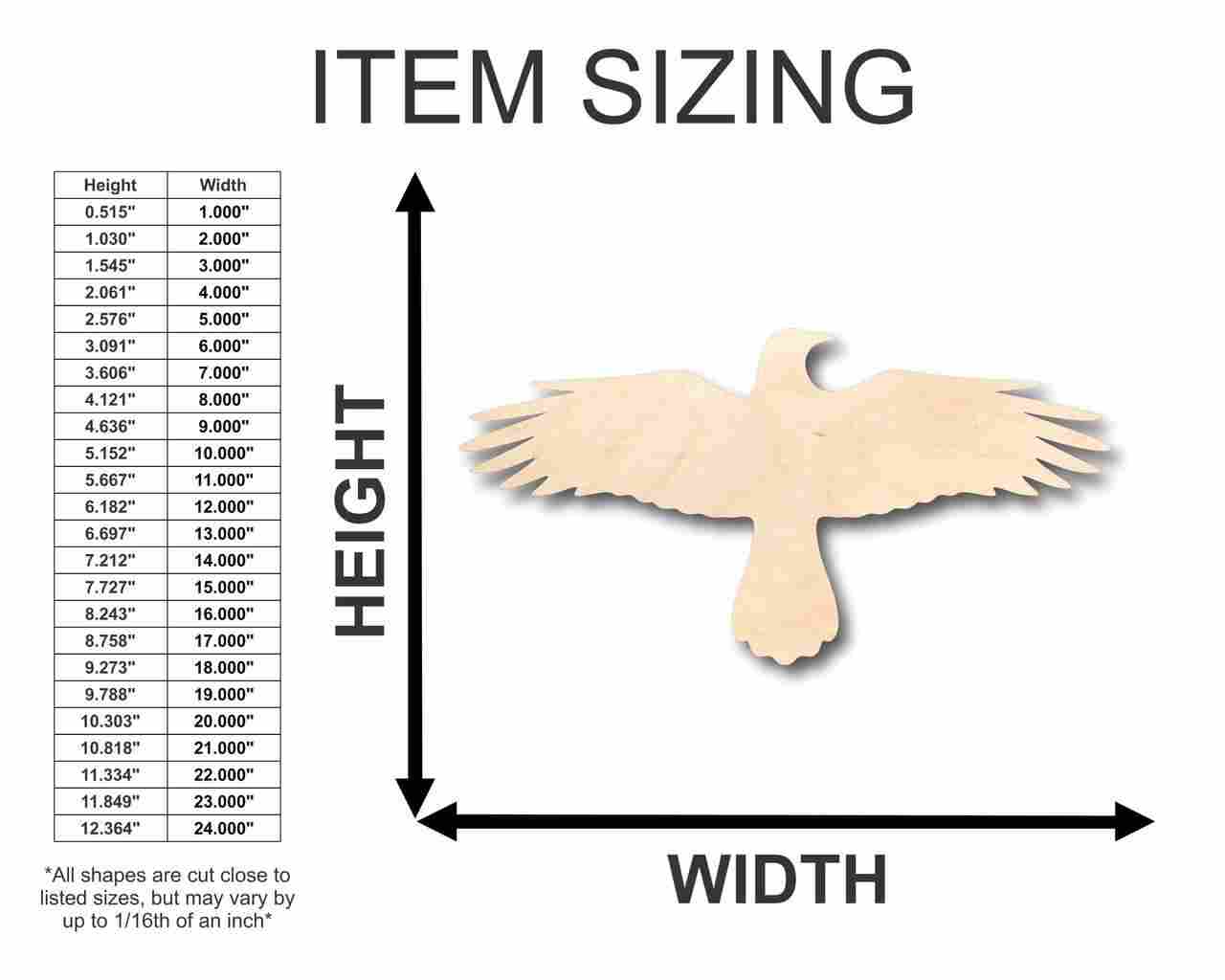 Unfinished Wood Flying Crow Shape - Bird - Wildlife - Craft - up to 46" DIY