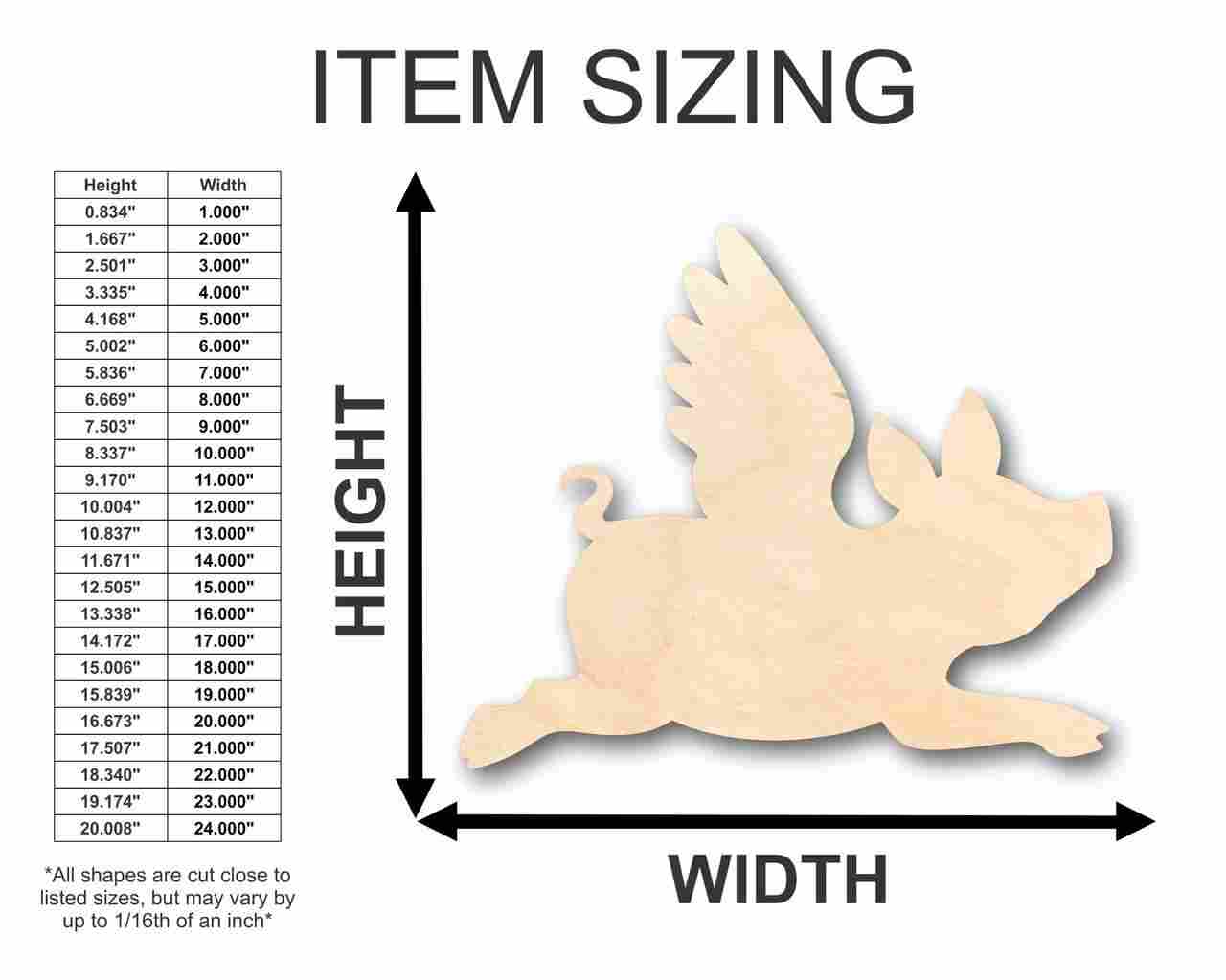 Unfinished Wood Flying Pig Shape - Animal - Joke - Craft - up to 46" DIY