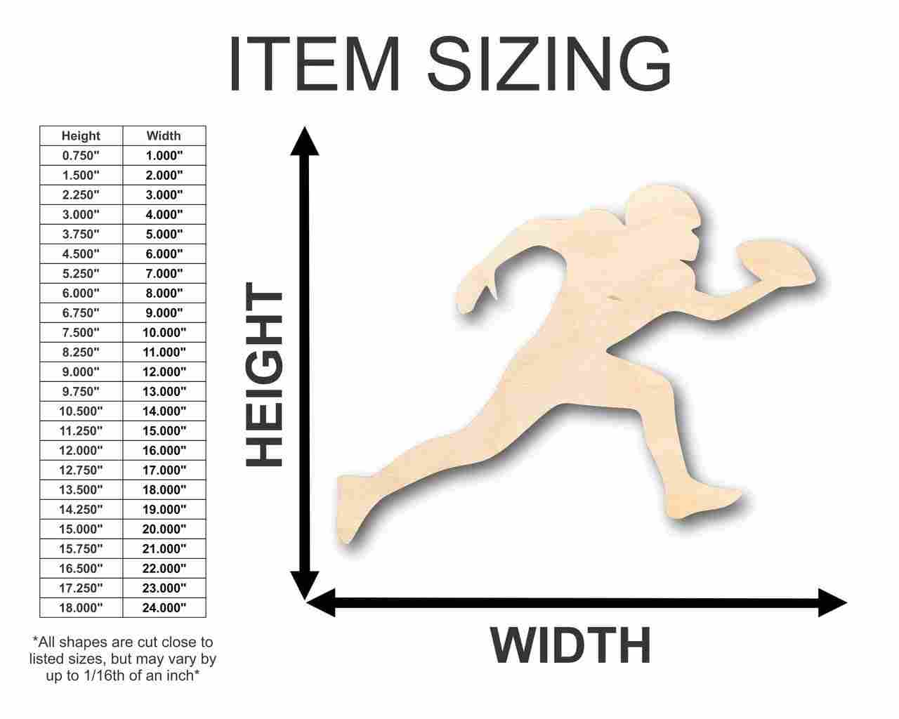 Unfinished Wood Football Player Shape - Sports - Craft - up to 46"