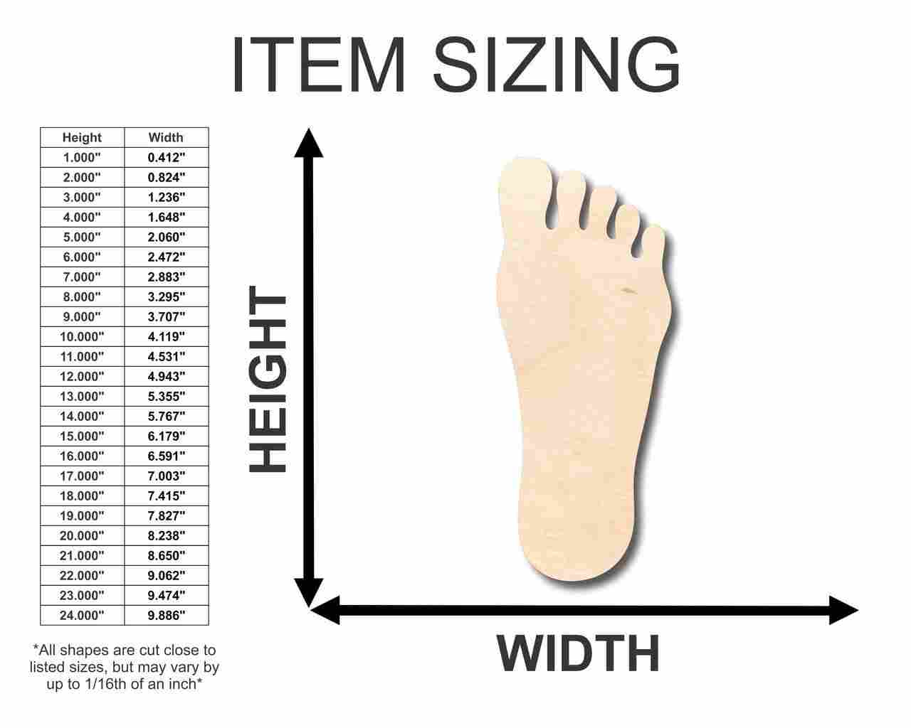 Unfinished Wood Foot Shape - Craft- up to 46" DIY