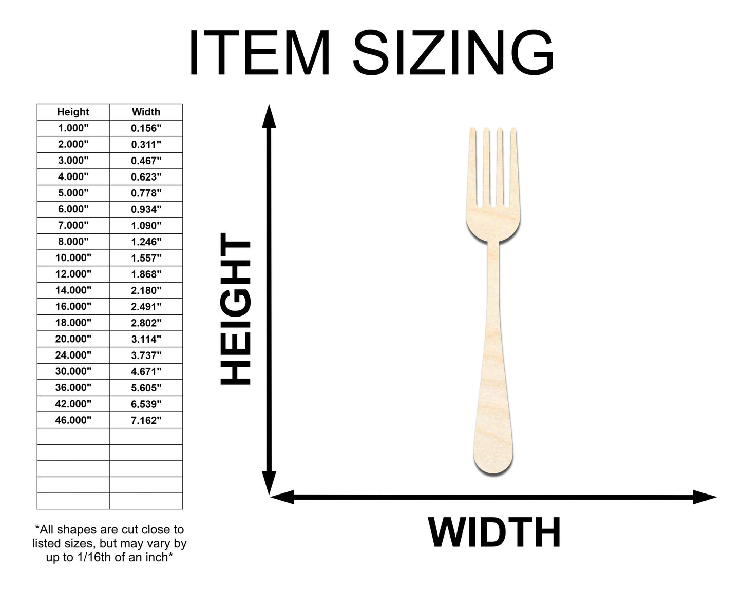 Unfinished Wood Fork Shape - Craft - up to 46" DIY