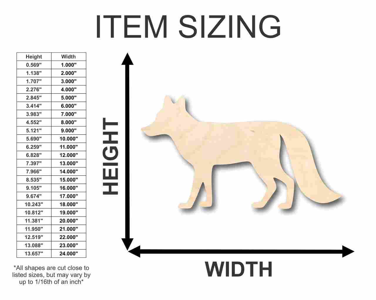 Unfinished Wood Fox Shape - Animal - Craft - up to 46" DIY