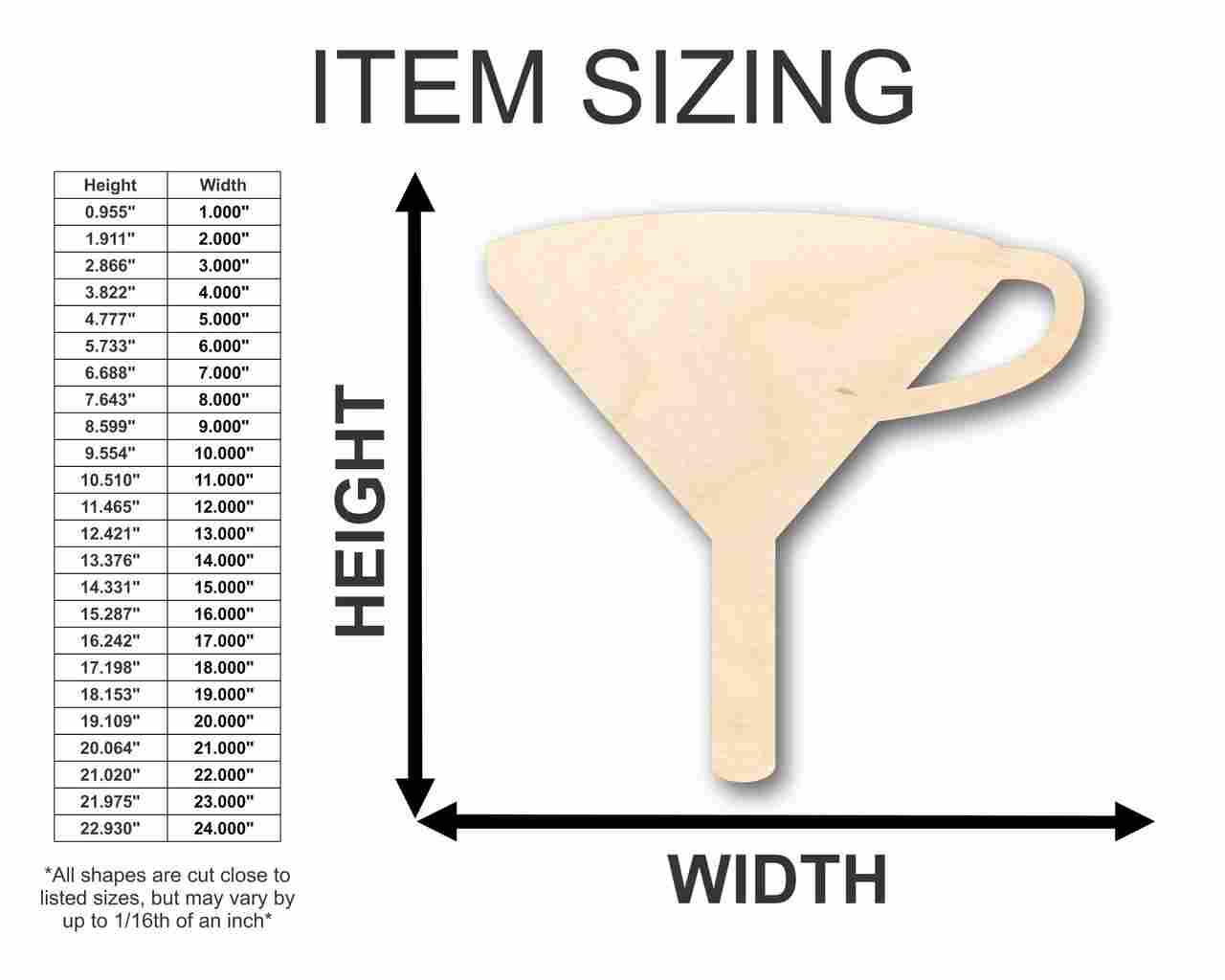 Unfinished Wood Funnel Shape - Craft - up to 46" DIY