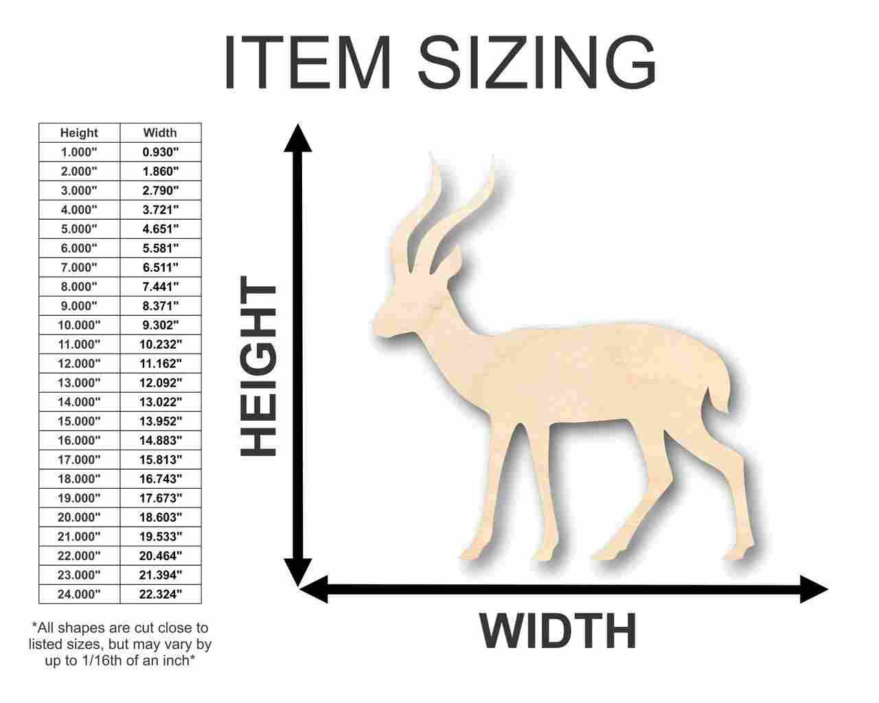 Unfinished Wood Gazelle Shape - Animal - Safari - Craft - up to 46" DIY
