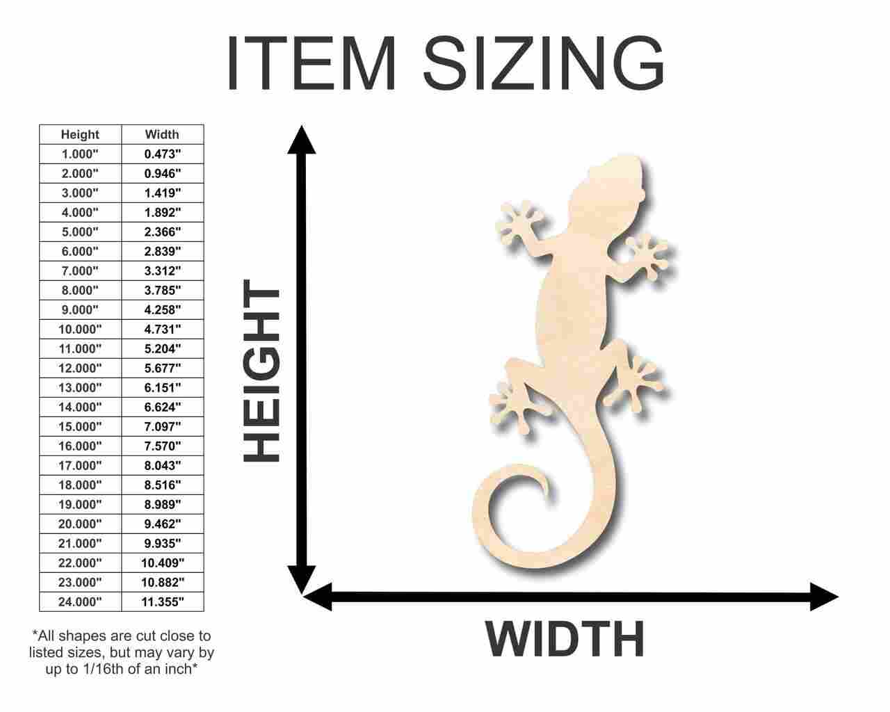 Unfinished Wood Gecko Shape - Animal - Craft - up to 46" DIY