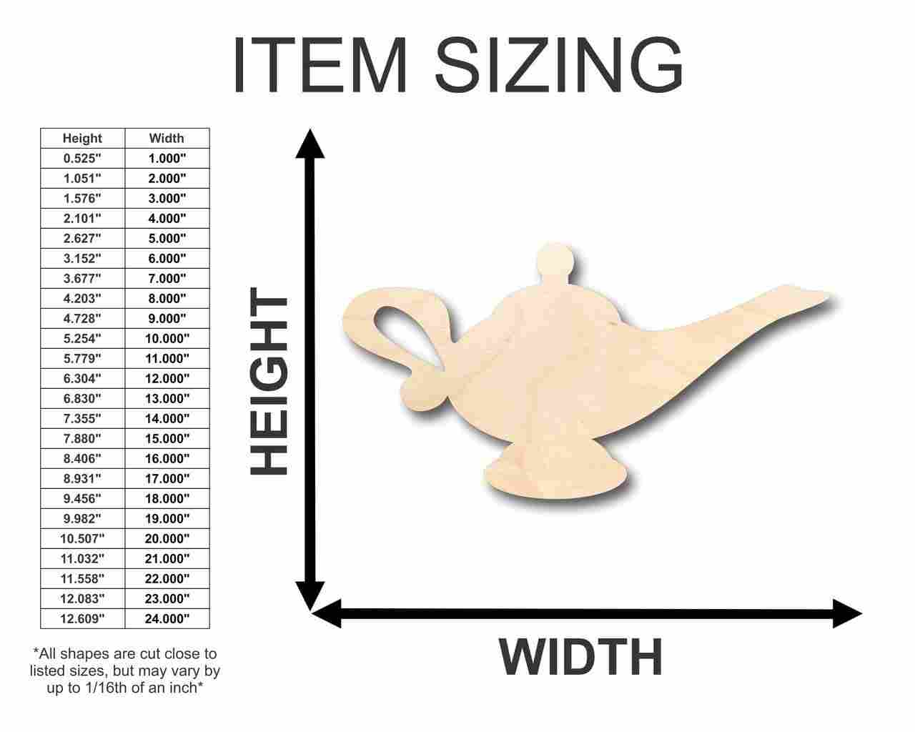 Unfinished Wood Genie's Lamp Shape - Craft - up to 46" DIY