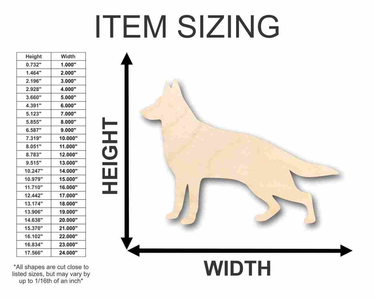 Unfinished Wood German Shepherd Dog Shape - Animal - Pet - Craft - up to 46" DIY