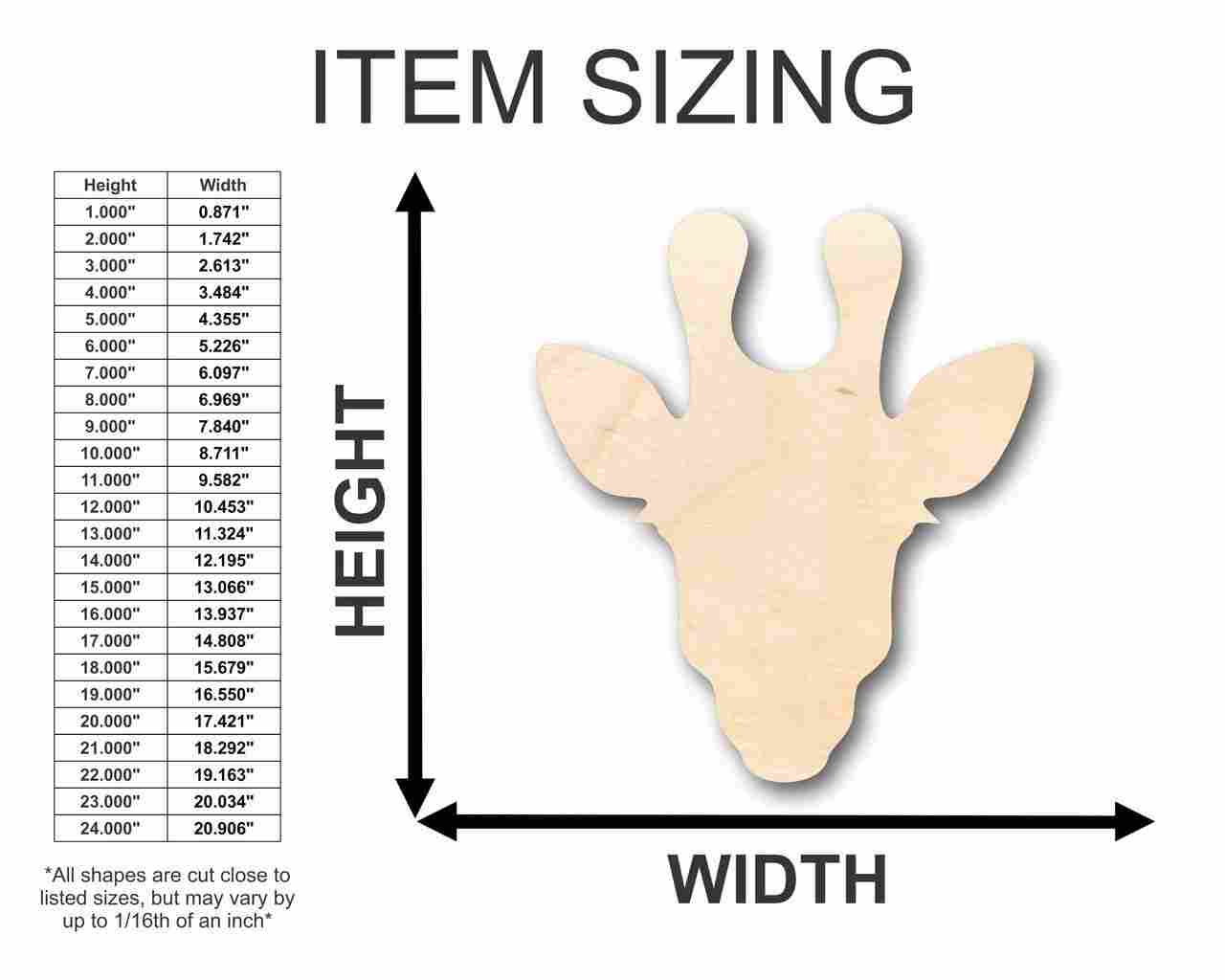 Unfinished Wood Giraffe Head Shape - Animal - Wildlife - Craft - up to 46" DIY