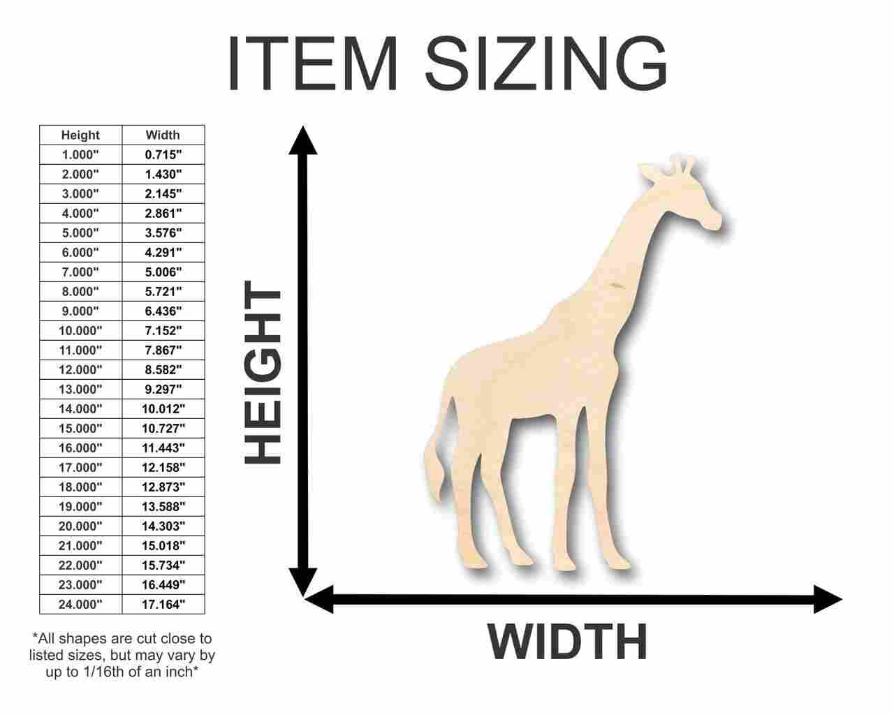 Unfinished Wood Giraffe Shape - Animal - Wildlife - Craft - up to 46" DIY