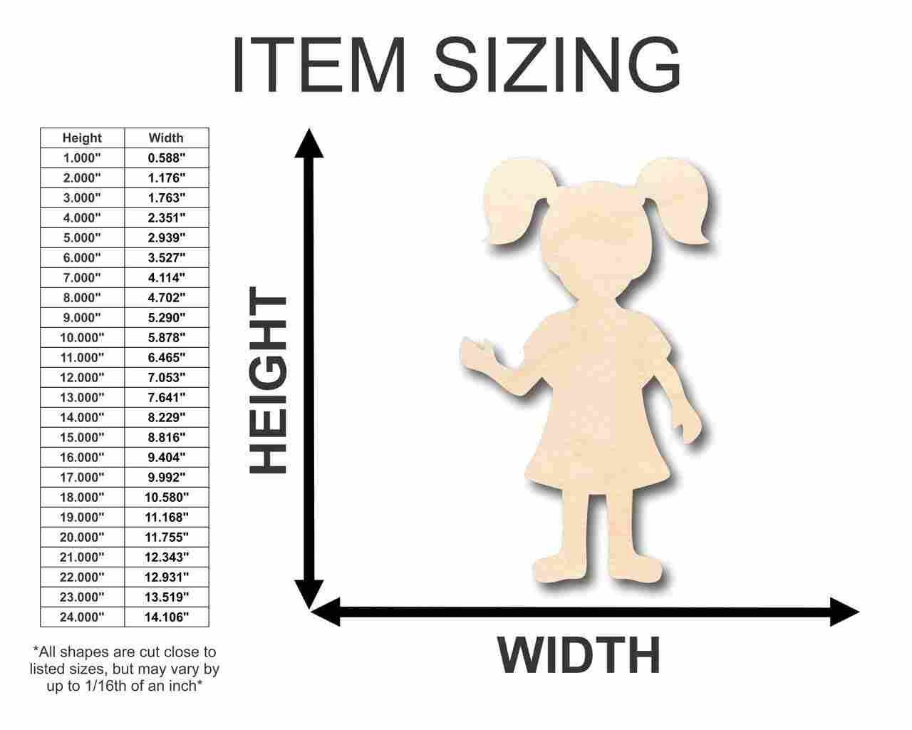 Unfinished Wood Girl Shape - Kid - Craft - up to 46" DIY